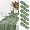 6PCS Gauze Table Runner Wedding Semi-Sheer Vintage Cheesecloth Dining Party Christmas Banquet Arches Cake Wholesale Table Decor 1