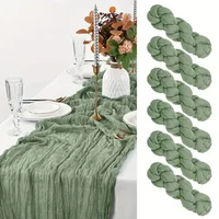 6PCS Gauze Table Runner Wedding Semi-Sheer Vintage Cheesecloth Dining Party Christmas Banquet Arches Cake Wholesale Table Decor 1