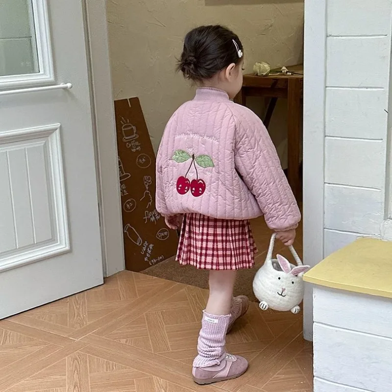 Cartoon Embroidery Winter Kids Jacket Thicken Wam Plush Girls Boys Outerwear Coats Children's Clothing Cotton Down Parkas