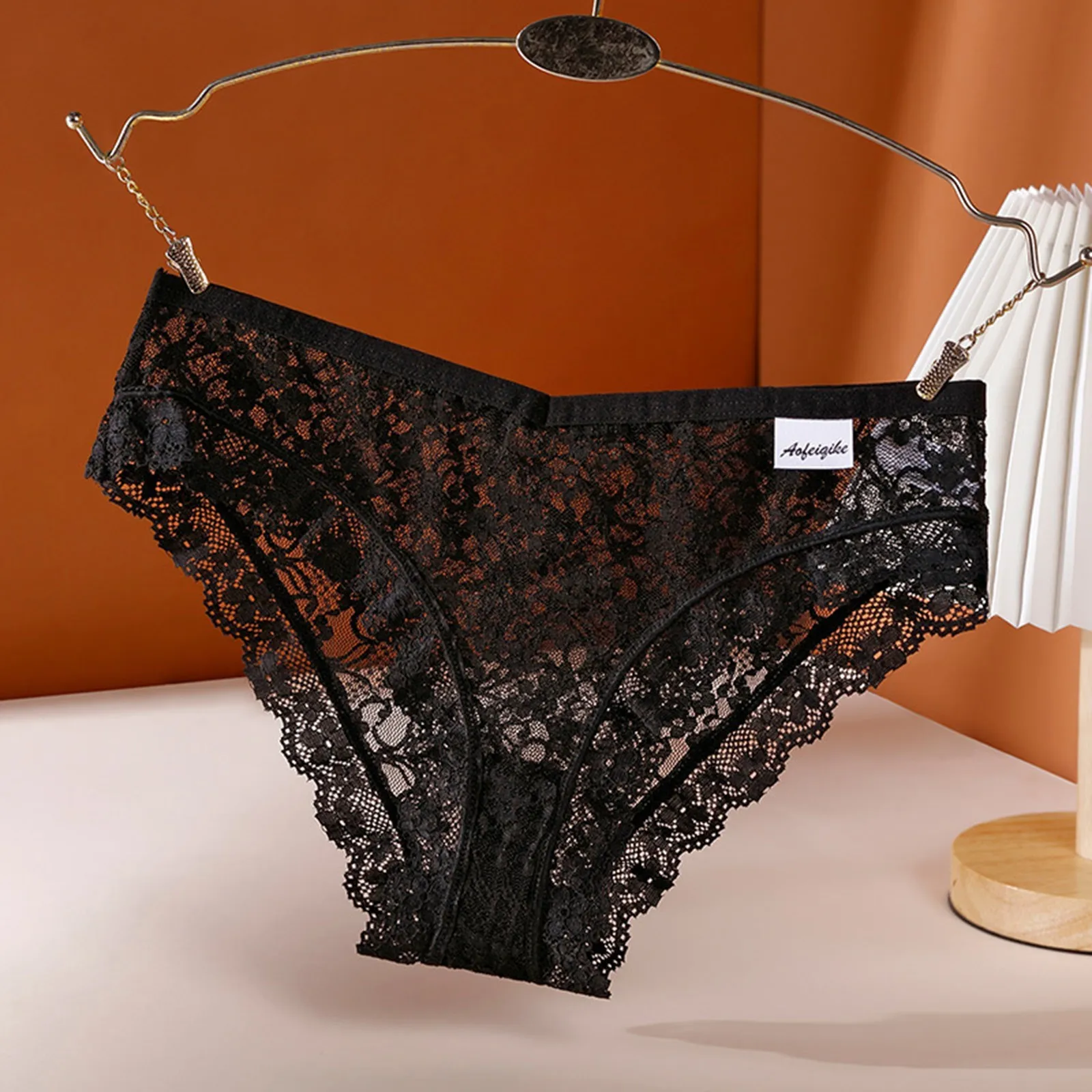 Women Panties Women Underwear Female Underwear Sexy Lingerie Cotton Mid Waist Hollow Mesh Cotton Crotch Briefs Lace Thong Underpants