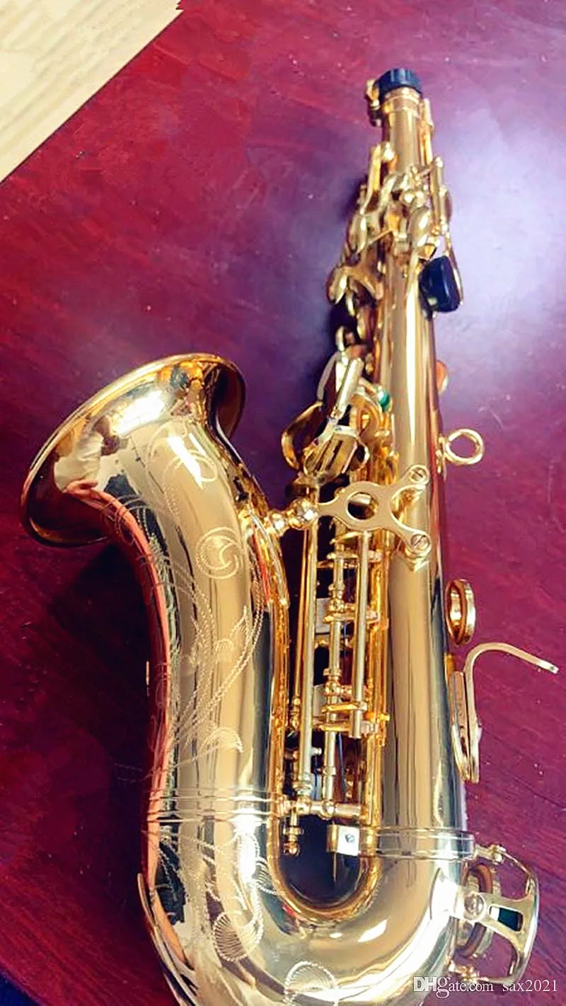 New Soprano Saxophone High Quality Bb Sax Brass Gold Lacquer Performance Musical Instrument With Case