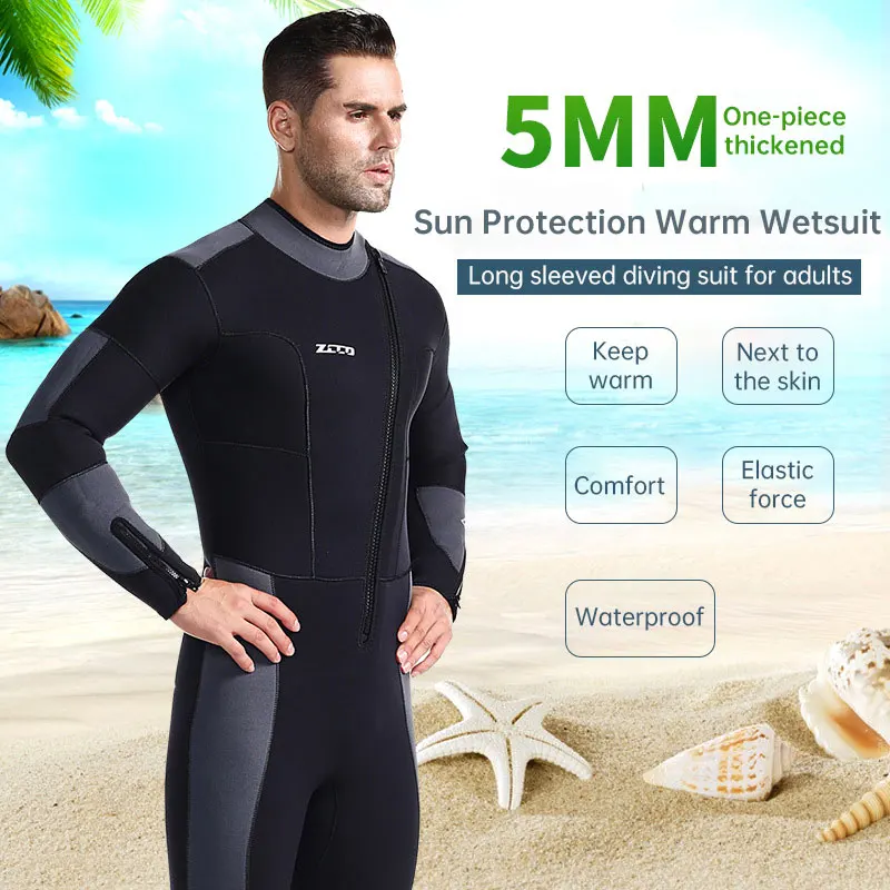 5mm Mens Front Zipper Wetsuits Jumpsuit Neoprene Warm Wetsuit Winter Full Body Women Diving Snorkeling Scuba Surfing Suit