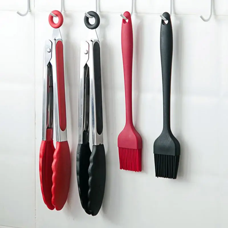 

Silicone BBQ Grilling Tong Kitchen Cooking Salad Bread Serving Tong Non-Stick Barbecue Clip Clamp Stainless Steel Tools Gadgets
