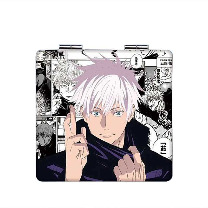 7&times;6cm Jujutsu Kaisen, Folding Double-sided Makeup Mirror, Anime Cute, Mini Portable Travel, Girls, Magnifying, Square