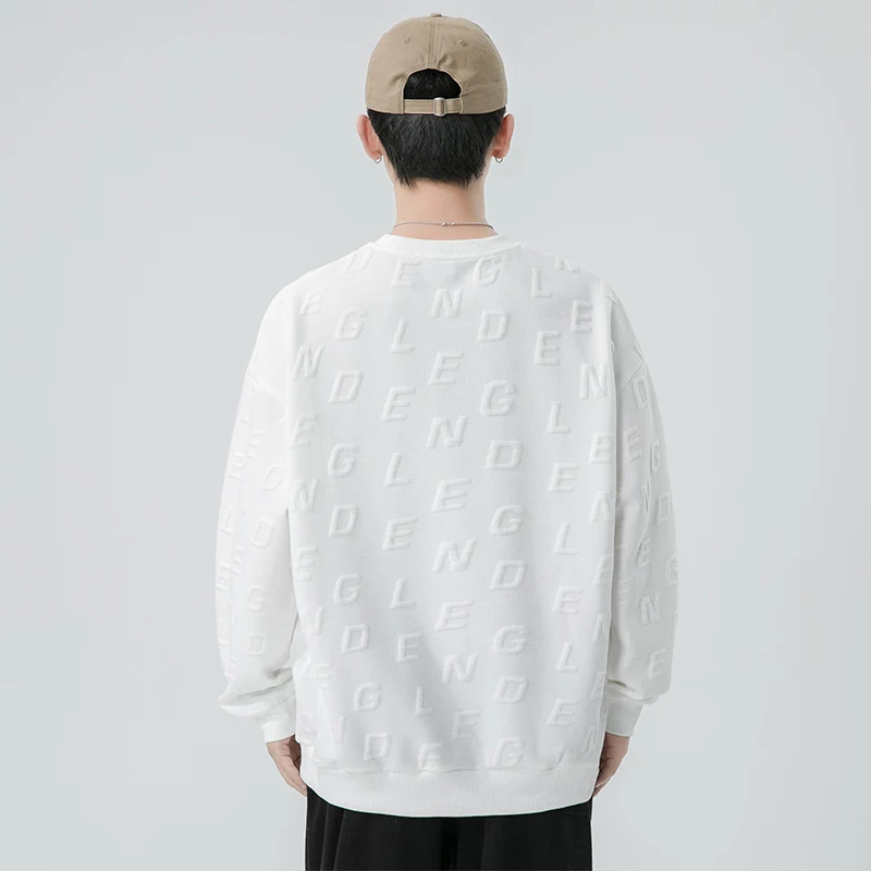 Fashion O-Neck Solid Color Letter Sweatshirts Men's Clothing 2024 Spring Summer New Loose Casual Tops All-match Sweatshirts