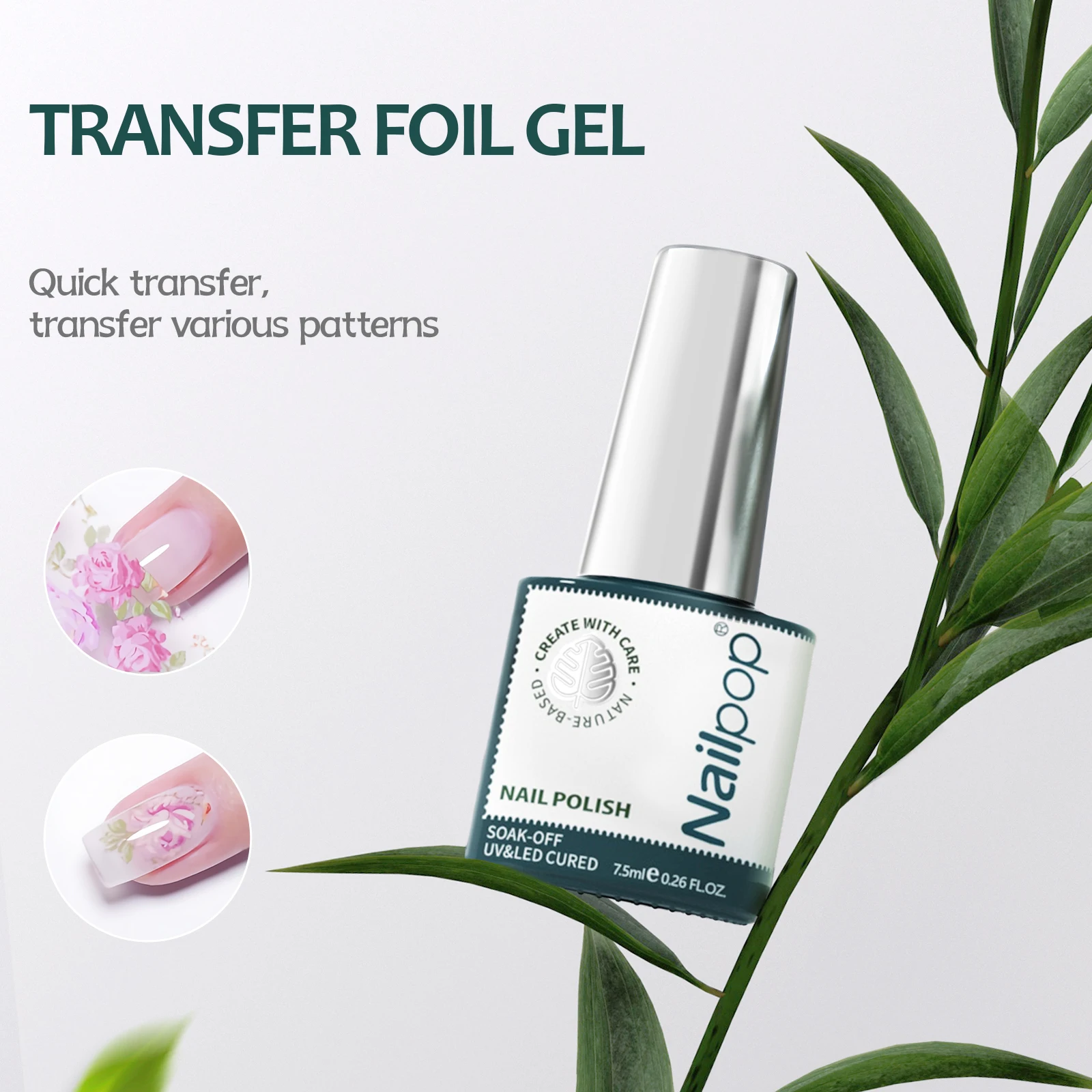 Nailpop 7.5ml Long-Lasting Glossy Gel Set: Clear Base, No Wipe Top Coat, and Blooming Gel Primer