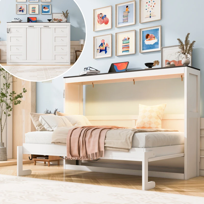 Twin Murphy Bed Cabinet 1