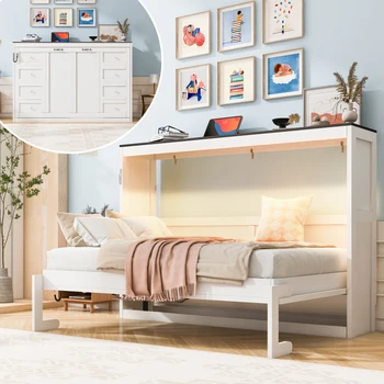 Twin Murphy Bed Cabinet 1