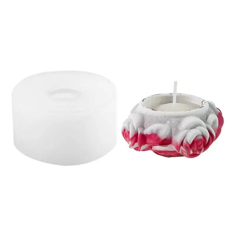 

Rose Candle Holder Mold Flower Silicone Candle Mold Diy Handmade Rose Candle Soap Plaster Resin Cake Baking Tool Home Decoration