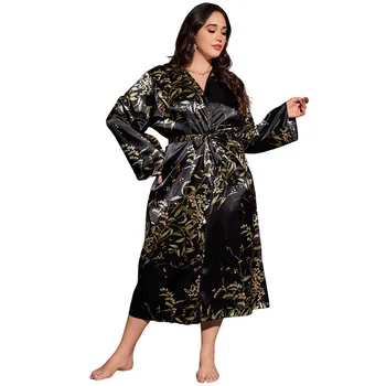 كبير الحجم المرأة ليلة رداء الخامس الرقبة مثير حبل من الحرير مع حزام قصير الساتان كيمونو رداء ملابس خاصة البشكير روب للنوم 4
