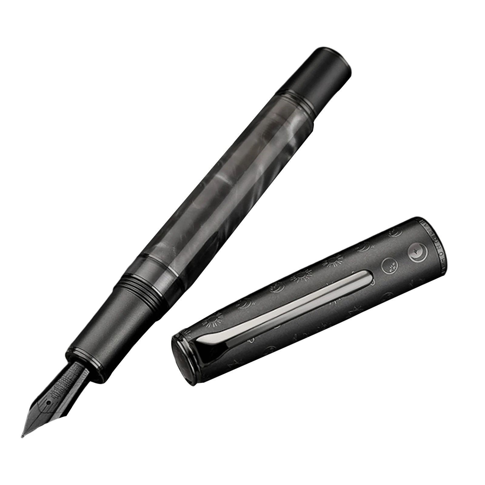 

Hongdian N7 Resin Piston Fountain Pen Grey EF/F Nib Beautiful rabbit Totem Cap Writing Office Gift Ink Pen