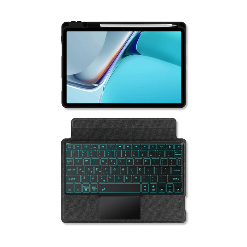 키보드 케이스 러시아어 스페인어 포르투갈어 독일어 화웨이 MatePad 11 DBY-W09 10.95 인치 2021 태블릿 백라이트 분리형 커버