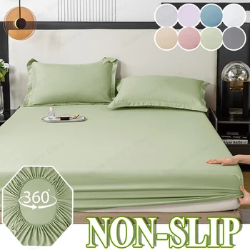 Drap-housse avec bande élastique, couleur unie, housse de matelas réglable antidérapante pour simple et Double (sans taie d'oreiller), 1 pièce 1