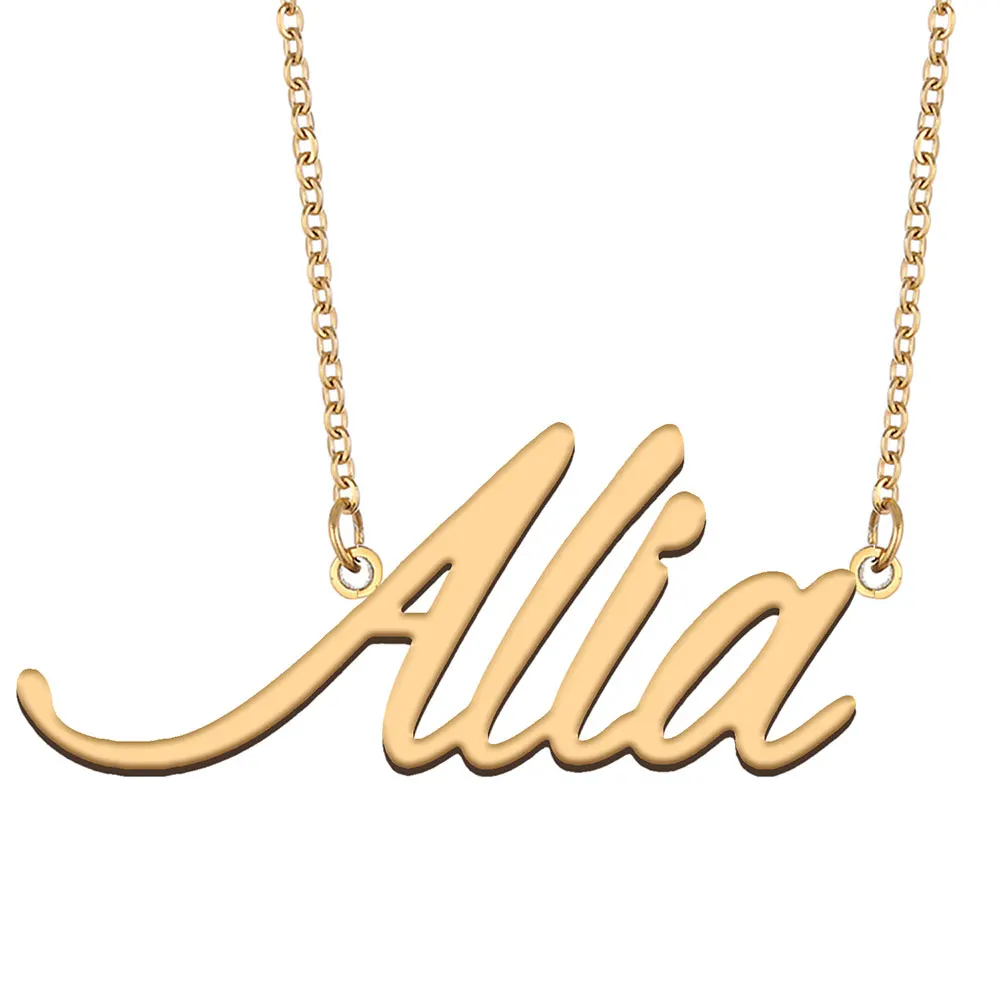 

Alia Name Necklace for Women Stainless Steel Jewelry Gold Color Nameplate Pendants Collares Para Mujer Letters Choker