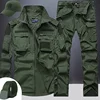 Summer Tactical Sets Mens Outdoor Breathable Multiple Pockets Combat Training  Long Sleeve Shirts Cargo Pants Suits Male 3