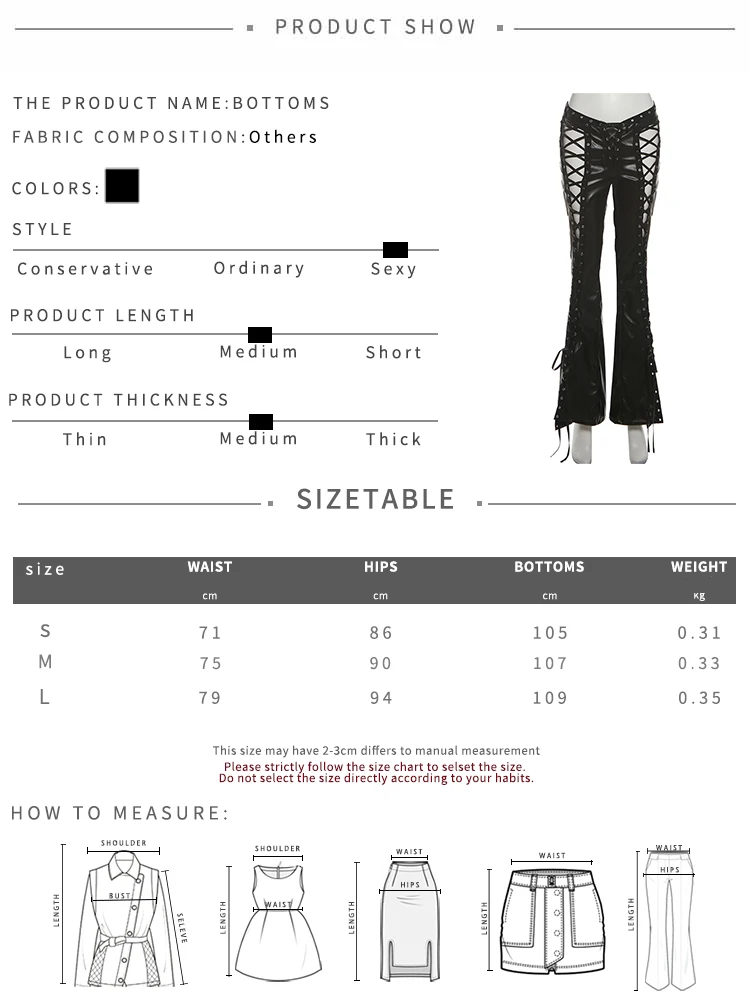 Nibber Kunstleder Bootcut Hose Damen Kreuzverband Hohlschleife Quaste Skinny Coquette Mitternachtsmusik Festival Wild Streetwear – Detail 1