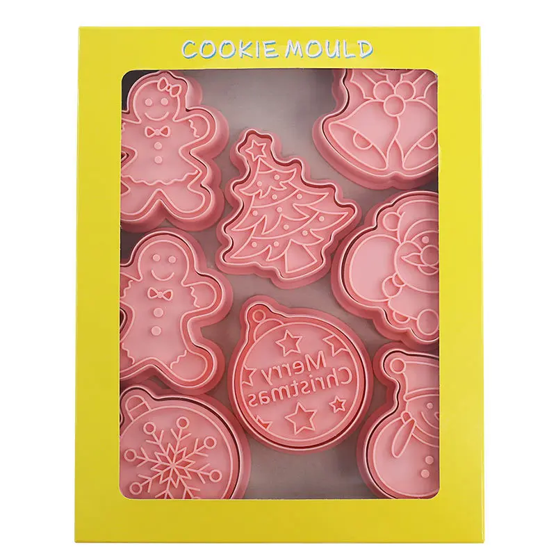 Cookie Cutters Christmas Biscuit Mold 8 Pieces Pastry Pressing Cookie Stamp Baker Confectionery Baking Mould Pastry Tools
