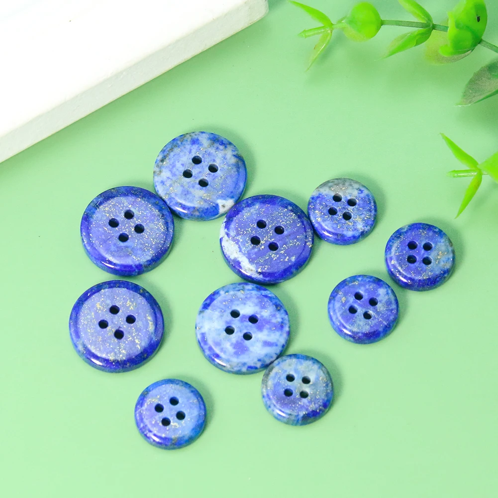 

Muy Bien 5pcs Lapis Lazuli 4 Hole Round Button DIY Clothing Decoration Scrapbooking Accessories Sewing Supplies