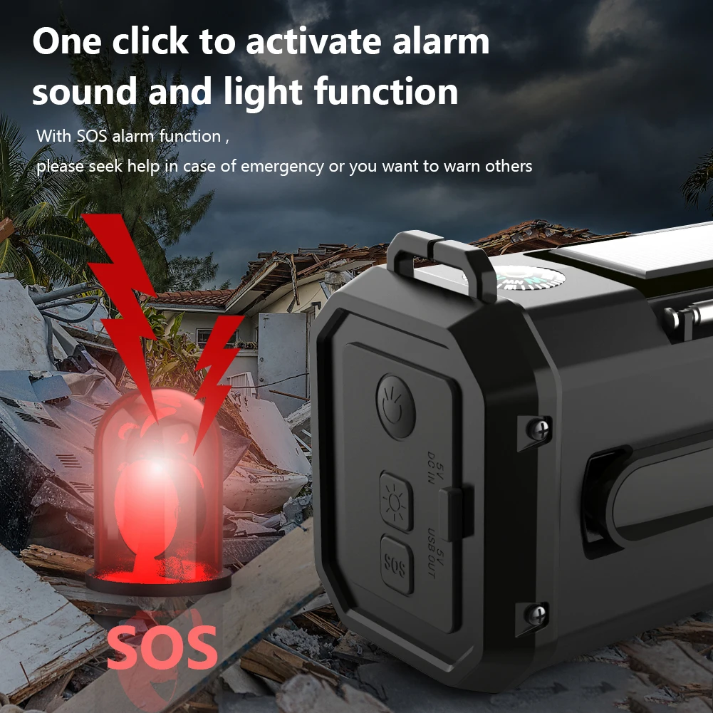 Portable Emergency Solar Hand Crank Radio Power Bank