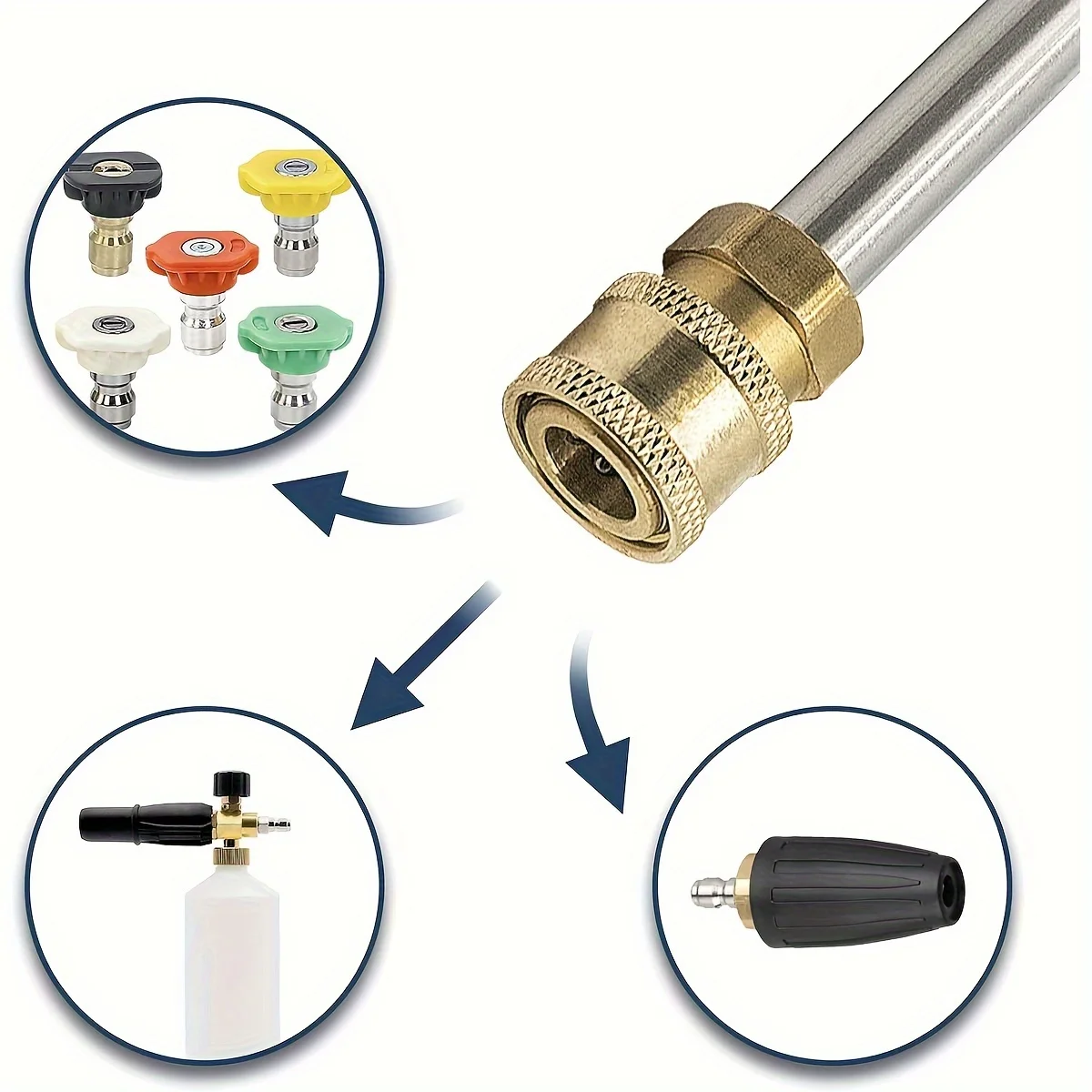 1/4" Quick Connect Spray Gun Nozzle for Karcher HD & Parkside M22-14 High-Pressure Car Washer Extension with Foam Cannon Adapter 4