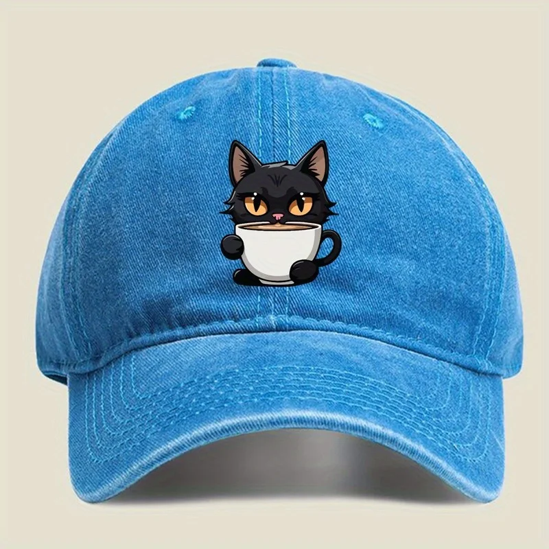 Unisex Retro Baseball Cap with Cute Cat Design for Outdoor