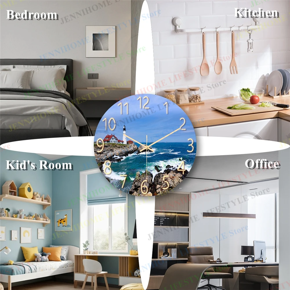 Creative White Acrylic Wall Clock 12 Inch Silent Watch Clock Wall Mount for Living Room Beach Hanging Wall Clock Home Decoration 4