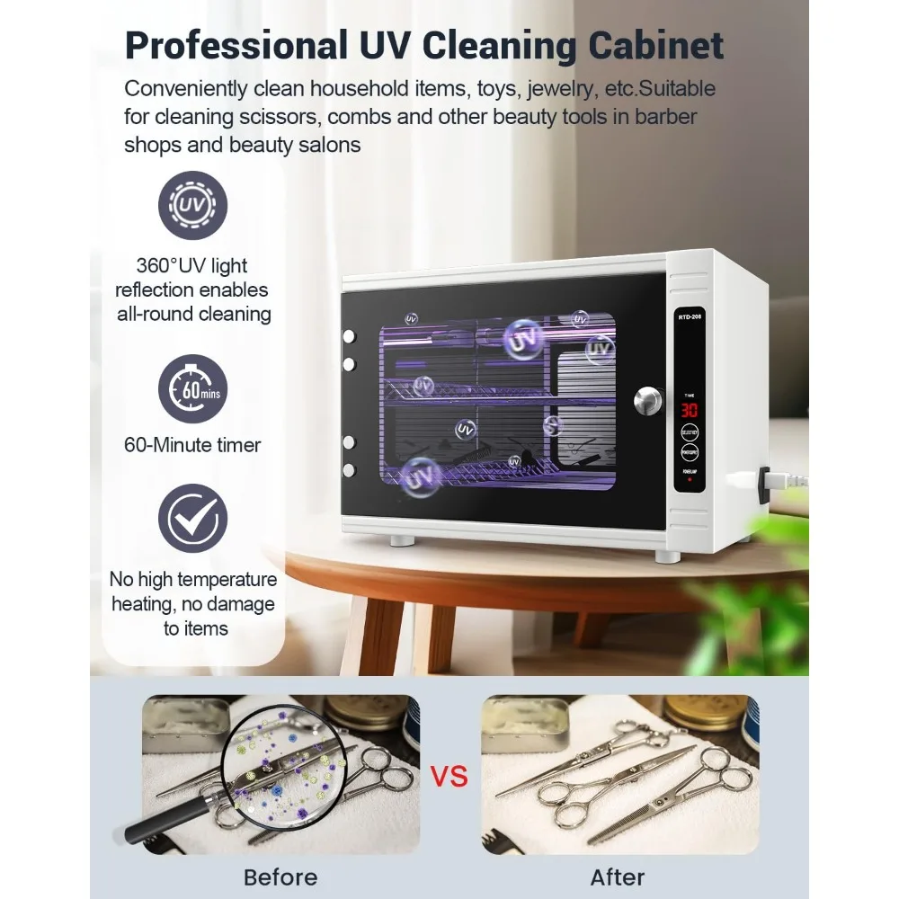 UV Light Nail Tool Cleaning Cabinet,12L Large Capacity Cleaning Box, Multi-Functional Nail Cleaner Box Manicure Cleaning Cabinet 2