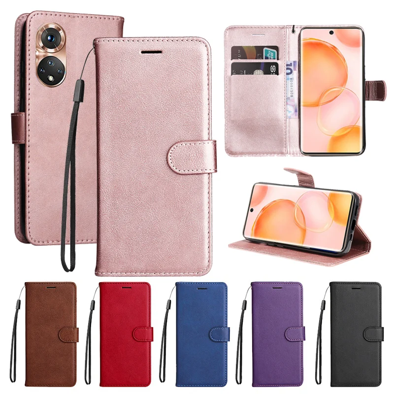Étui portefeuille de couleur unie pour Honor 50 lite 10i 20i 9X 9C 9A 9S 8A 8X 8C 8S avec emplacements pour cartes et étui à rabat pour Honor X30 X10 X9 X_voghion.com