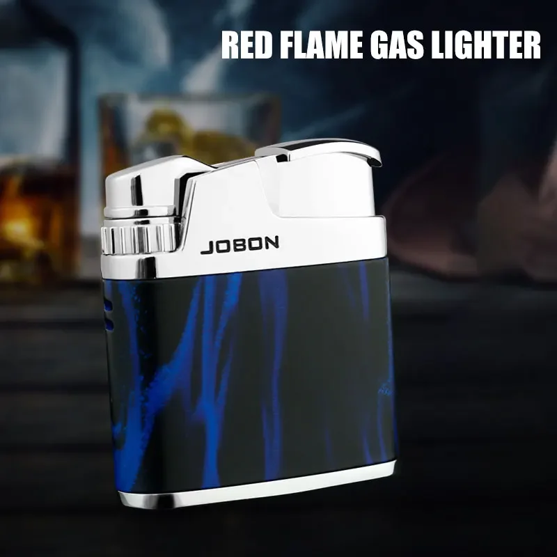 JOBON Red Flame Inflatable Lighter Push to Light Zinc Alloy Material Adjustable Flame Size Exquisite Shape