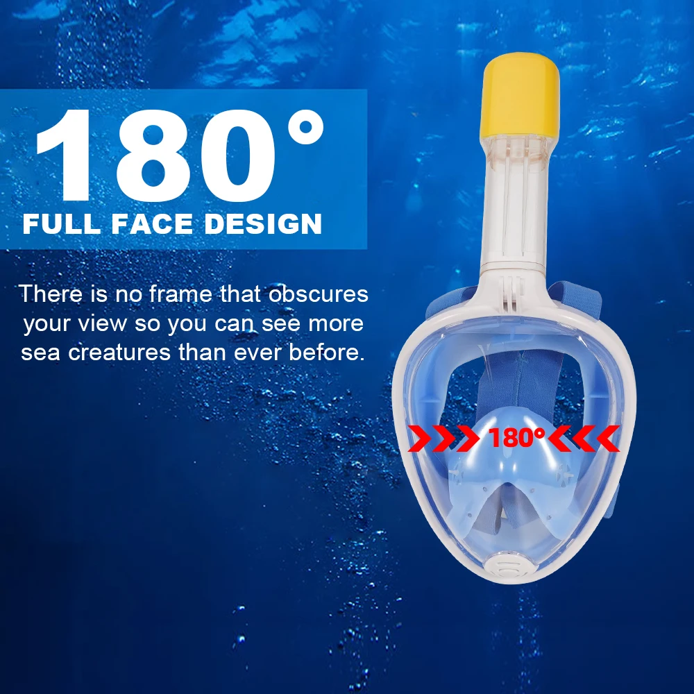 Full Face Snorkel Mask Snorkeling Swimming Diving Mask Wide View Anti-Fog Anti-Leak Safe Breathing System For Adult Kids Gift Snorkeling Diving Mask
