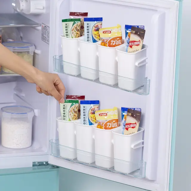 Boîte de rangement blanche pour réfrigérateur, 1 paire, classification des aliments, congélateur domestique, porte latérale, réfrigérateur de cuisine, boîte de conservation des aliments 1