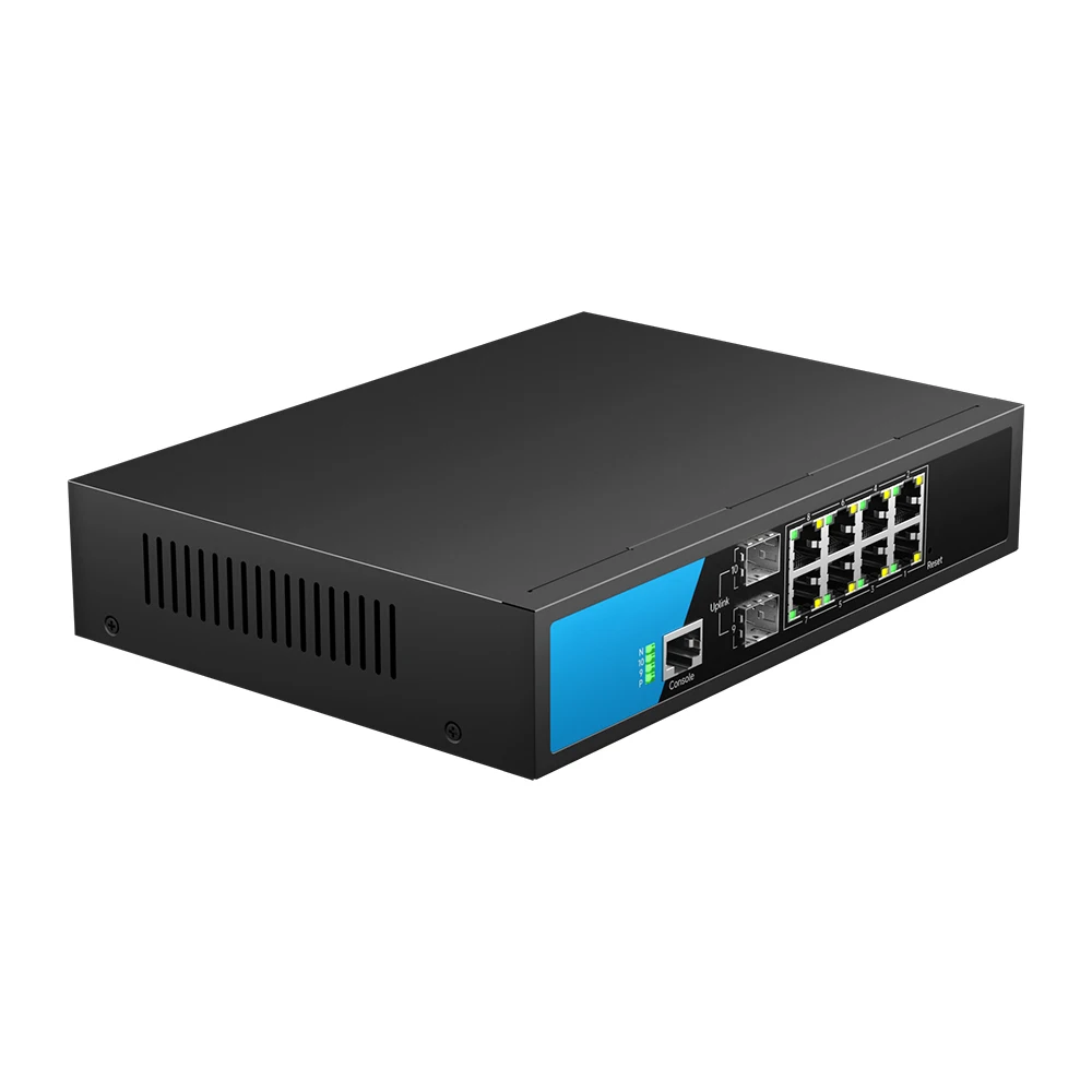 10포트 기가비트 관리형 스위치 | 8 x RJ45 + 2 x SFP 포트 | 10GM-S2-AC | 고급 네트워크 제어