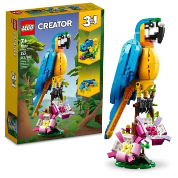 LEGO Creator 3 in 1 Exotic Parrot to Frog to Fish 31136 Animal Figures Building Toy Creative Toys for Kids Birthday Gift 31144