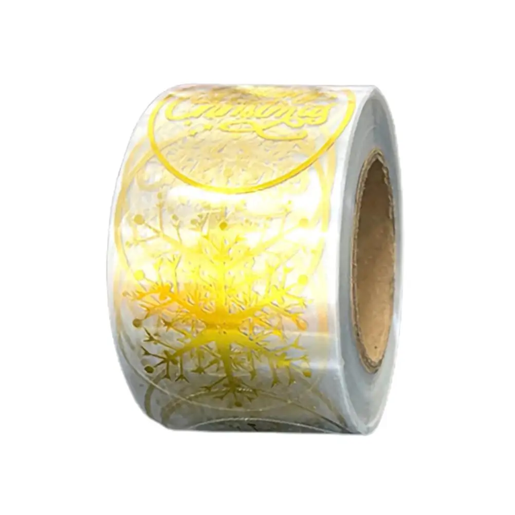500pcs/roll Christmas Stickers Gold Snowflake Christmas Stickers Round Self Adhesive Envelope Stickers Xmas Decoration Tags
