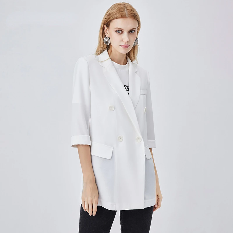 

Женский солнцезащитный пиджак, белый тонкий повседневный пиджак из ацетата, для работы в офисе, для весны и лета, 2S2090, 2023