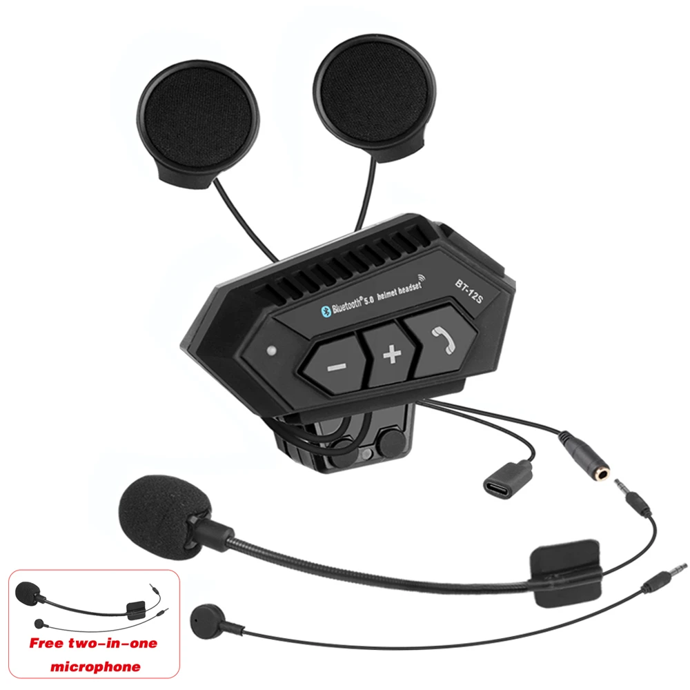 Motorcycle Helmet Headset Bluetooth 5.0+csr Earphones 2000mah Battery