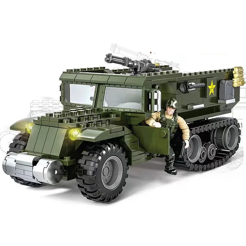 Xiang Jun Armored Vehicle Building Blos Heavy Du Off-Road Troop Carrier Military Tru Eonal Toys for Children