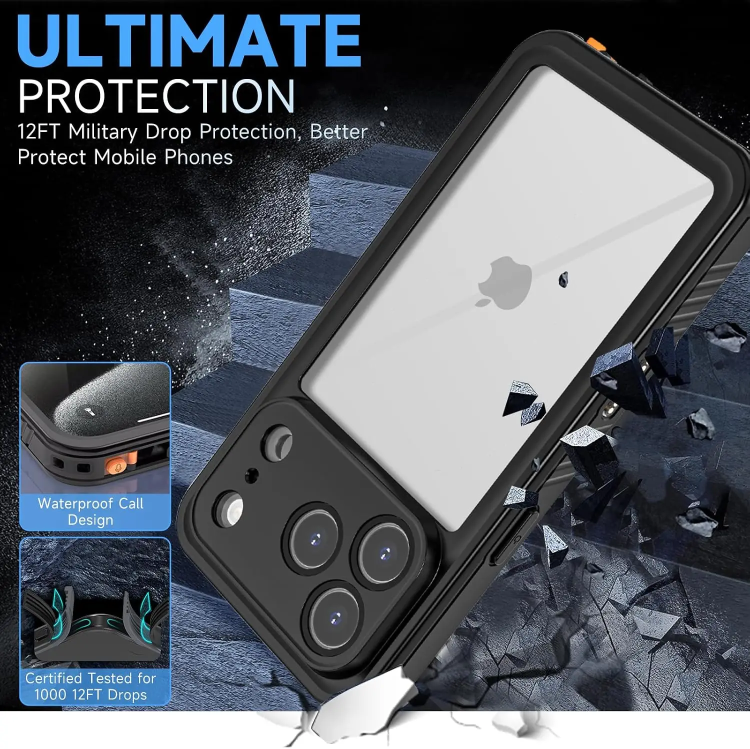 Ultimate Waterproof Phone Case - IP68 Drop Proof Full Body Heavy Duty Protection Cover