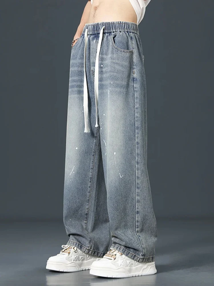 2024 New Spring Autumn Men's Jeans Vintage Straight-leg Baggy Pants Fashion Korean Wide Trousers Streetwear 5XL Large Size 2