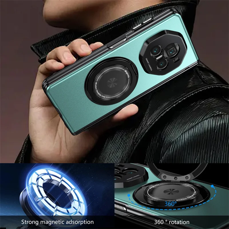 Matte Solid Color Shockproof Phone Case with Holder and Hard Shell Protection