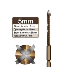 Versatile Hex Shank Drill Bits for Multiple Surfaces and Materials (Concrete Bit 5mm)
