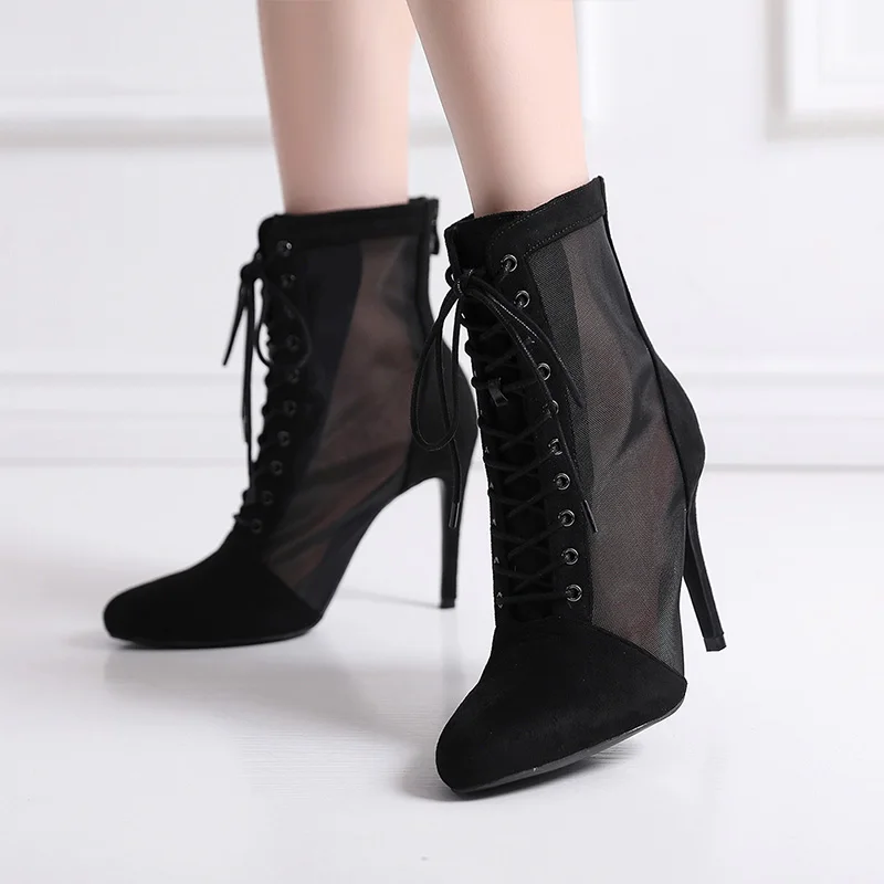Ladies Dance Shoes Women Latin Jazz Tango Boots Girls With Diamond Stiletto Heels Ballroom Dance New Deerskin Velvet Boots 4