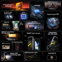 HOTWAV Hyper 7 5G Rugged Phone 6.6'' FHD+ 2K Display 10800mAh Mobile Phone 280LM 64MP Smartphone 8GB 256GB Android 14 Cellphone 2