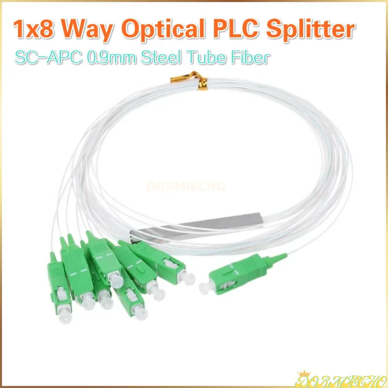 

SC APC Connector 8 Way Optical PLC Splitter Single Mode 0.9mm Steel Tube Fiber Optic PLC Splitter 1x8 1*8 SC/APC Mini Blockless