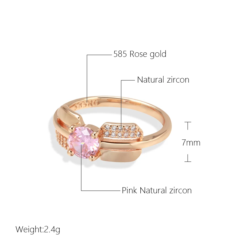 Kinel 2022 Luxury Pink Princess Cut Natural Zircon Ring for Women 585 Rose Gold Bride Ring Lady Anniversary Gift Wedding Jewelry