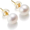 Boucles d'oreilles en perles d'eau douce naturelles pour femmes, en argent Sterling 925 véritable, perle blanche de culture, bijoux, vente en gros