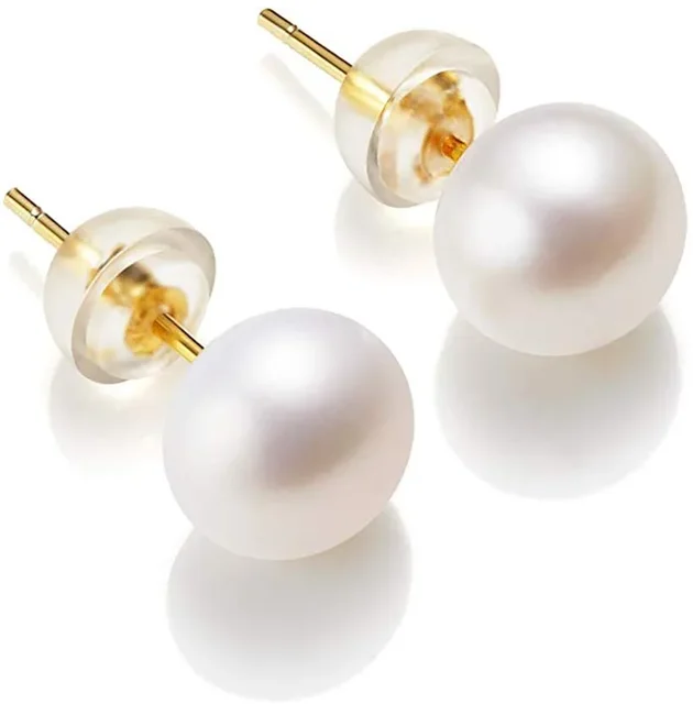 Boucles d'oreilles en perles d'eau douce naturelles pour femmes, en argent Sterling 925 véritable, perle blanche de culture, bijoux, vente en gros