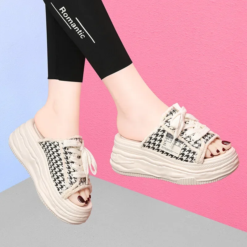

Canvas Slippers Women Sandals Platform Shoes Women's Summer Beach Sandals Slipper Indoor Outdoor Flip-flops Casual Shoes Female