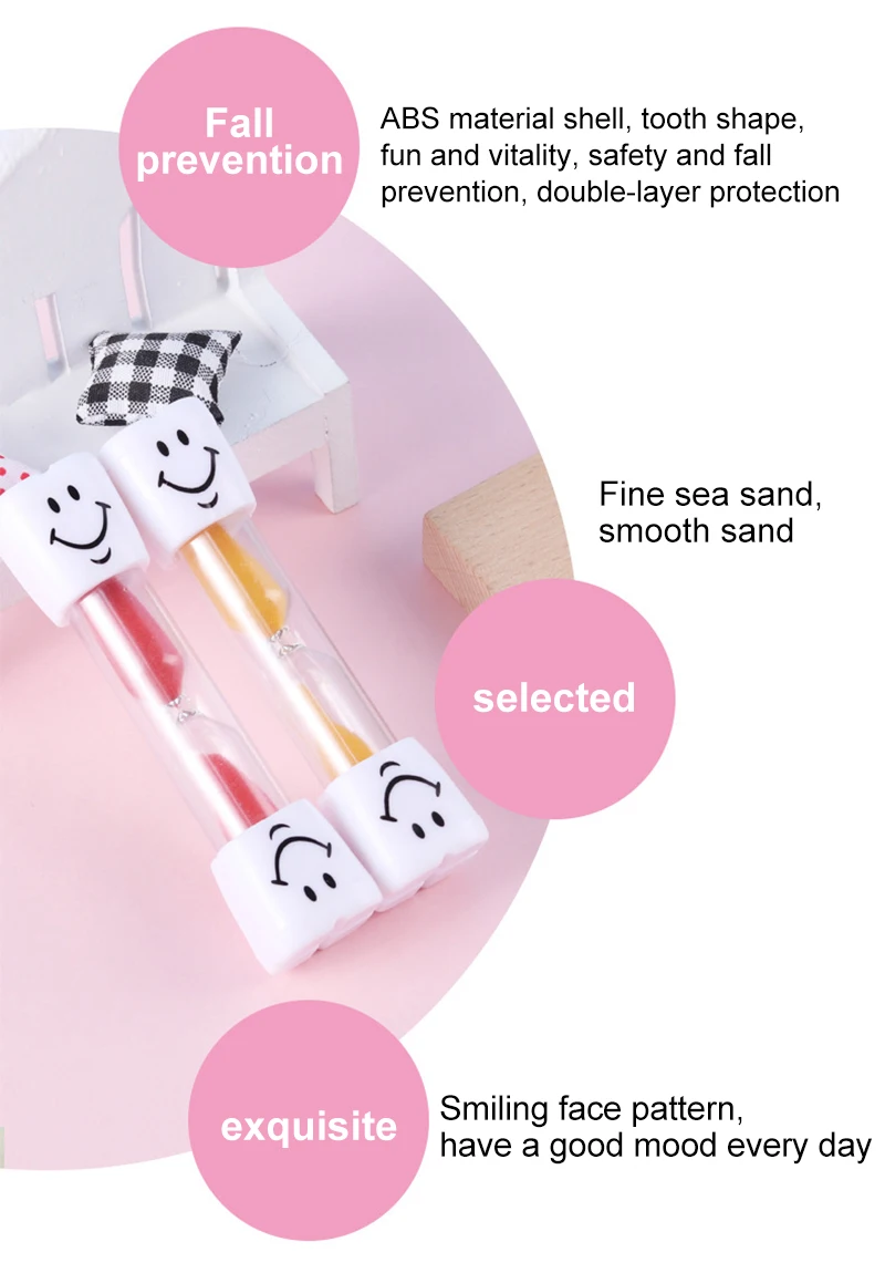 Children Kids Toothbrush Timer 3 Minutes 2 Minutes Smile Sandglass Tooth Brushing Hourglass Gift Sand Clock