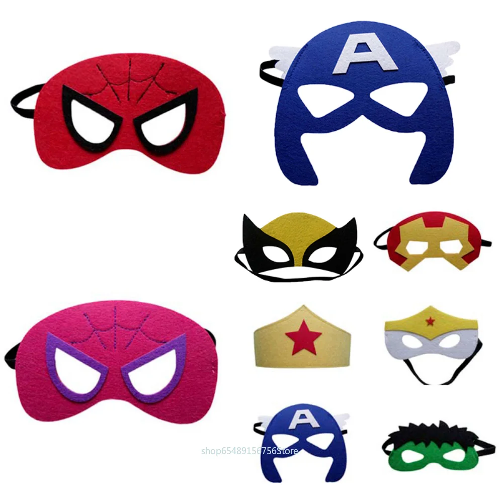 

Kids Spiderman Masks Cosplay Superhero Felt Mask Captain America Iron Man Hulk Mask Children Party Dress Up Birthday Gift